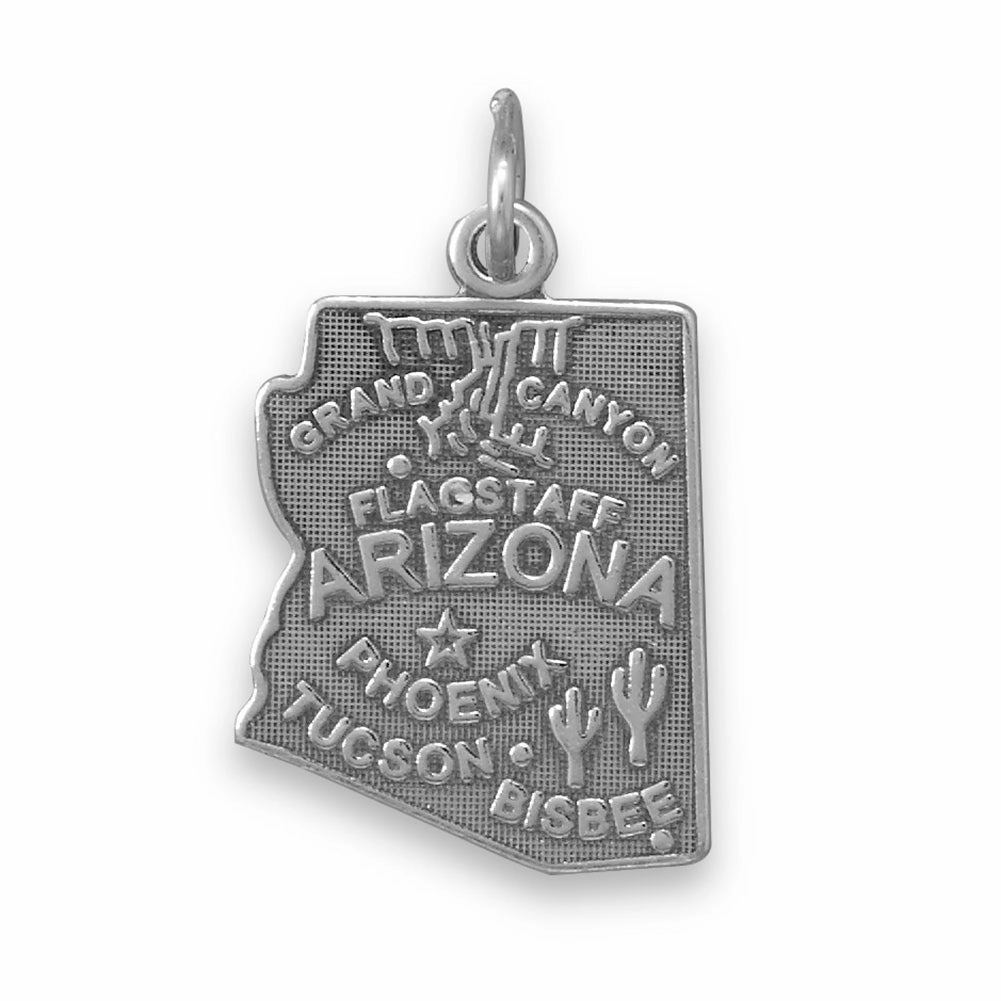 Special Accent Chic Gift Arizona State Charm Antiqued Sterling Silver
