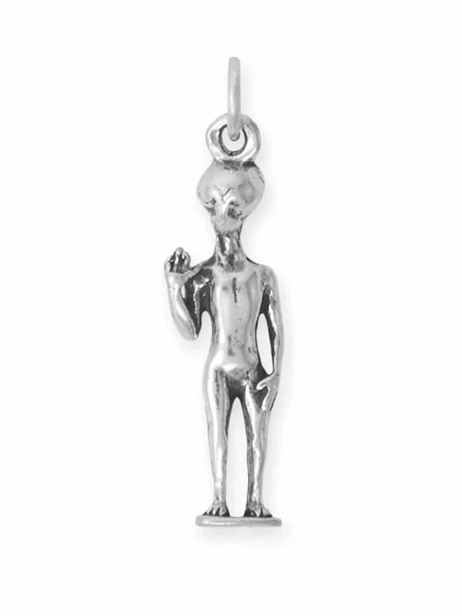 Graceful Style Waving Alien Charm 3D Sterling Silver