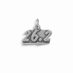 Chic Form Fashionable Piece Marathon Running Charm 26.2 Antiqued Sterling Silver - Made in the USA