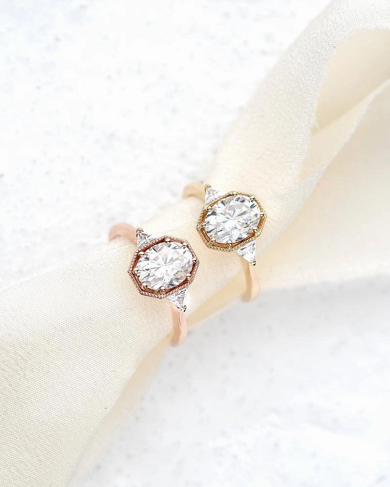 1.5ct Geometric Moissanite Three-stone Vintage Ring Signature Sparkle