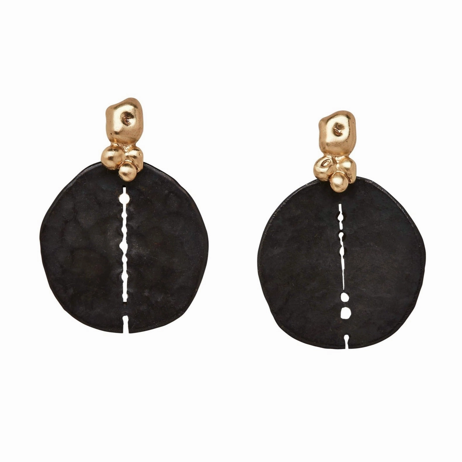 Pastel Accent Polygonal Item Black Orbit Bronze Earrings