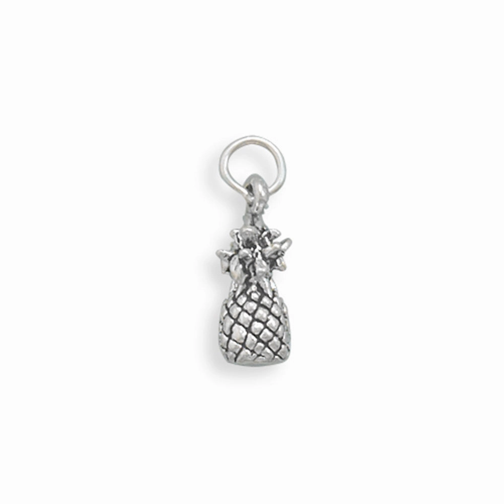 Pineapple Charm 3-D Sterling Silver - Made in the USA Classic Gift