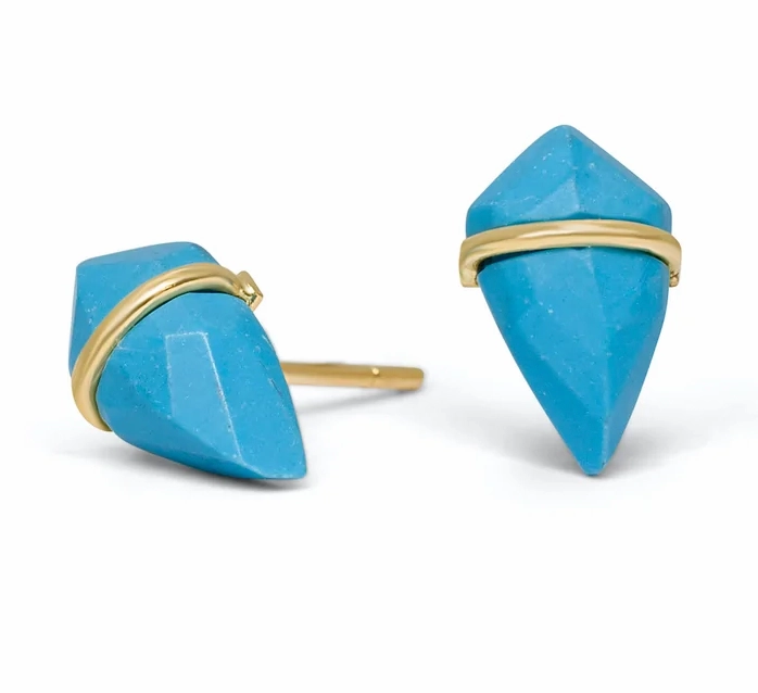 Summer Jewelry Party Adornment Small Kite Stone Studs - 18k Gold