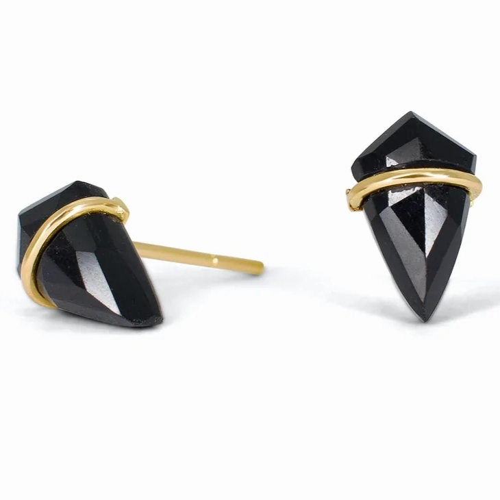 Small Kite Stone Studs - 18k Gold Evening Piece Gorgeous Option