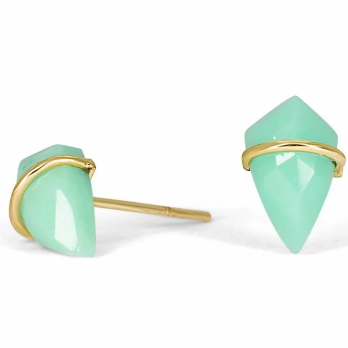 Stylish Embellishment Small Kite Stone Studs - 18k Gold