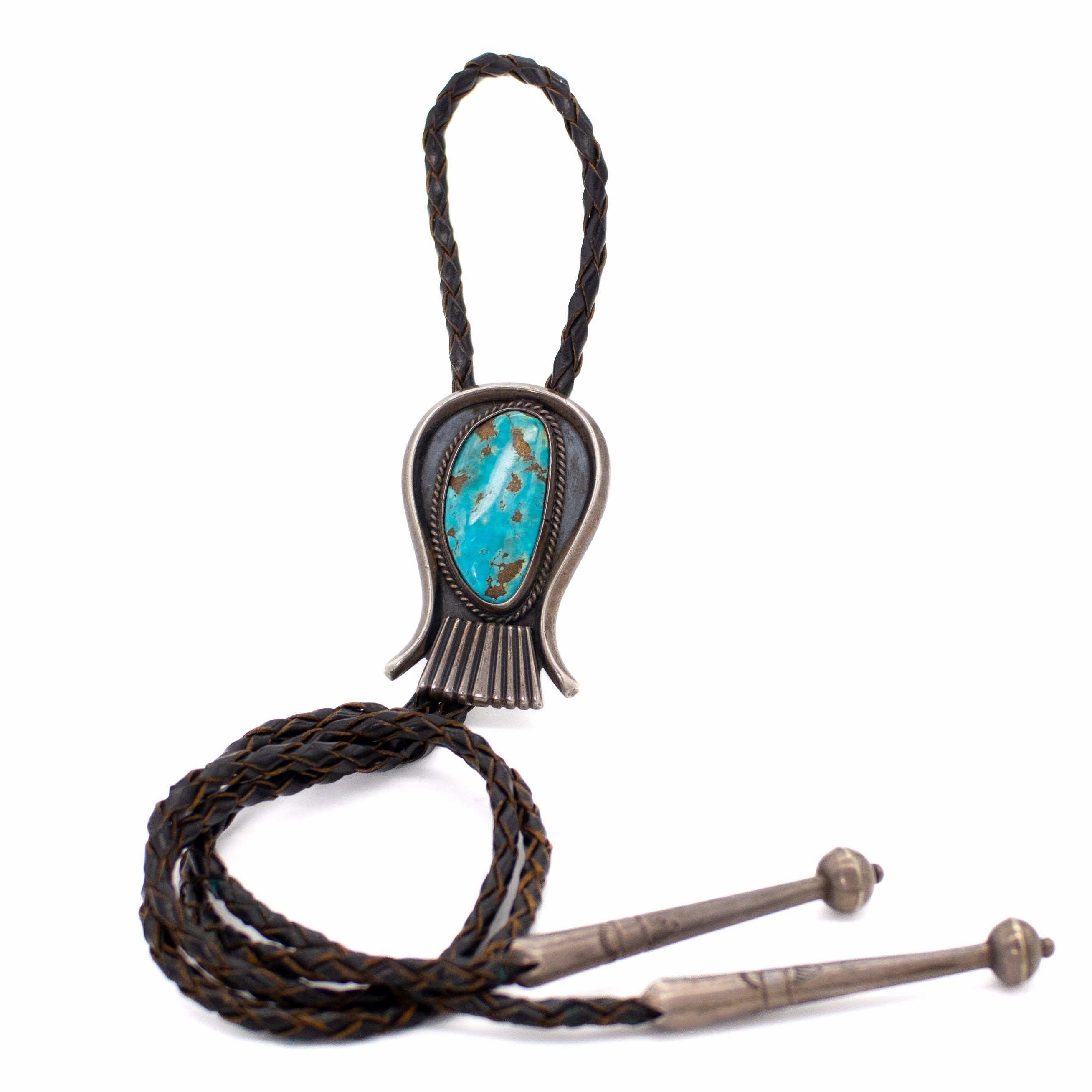 Balanced Highlight Everyday Spark Hallmark: WI, Vintage Sterling Silver Turquoise Bolo Tie