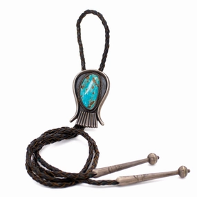 Balanced Highlight Everyday Spark Hallmark: WI, Vintage Sterling Silver Turquoise Bolo Tie