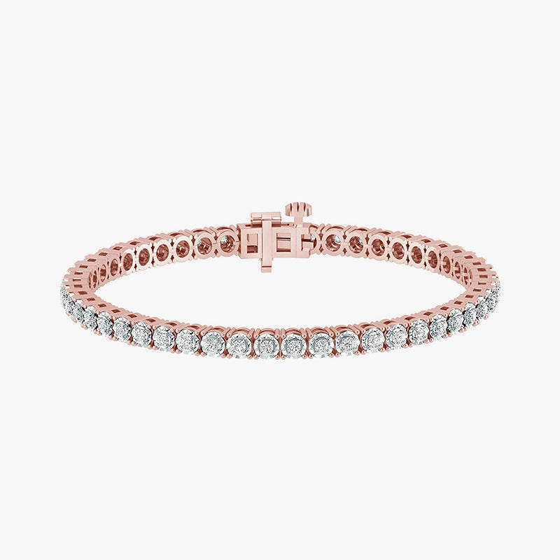 Borderless Recognition 925 Silver Circle Link Tennis Bracelet
