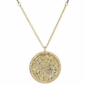 Sol Burst Necklace  - 22k/18k Gold, Oxidized Silver   Reclaimed Diamonds Travel Gift Social Piece