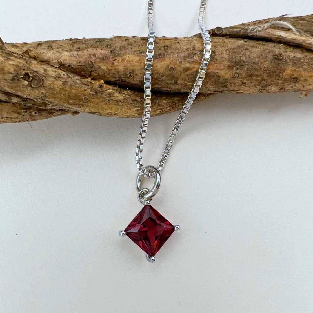 Square Stone Sterling Silver Pendant Luxury Jewelry Bold Edge