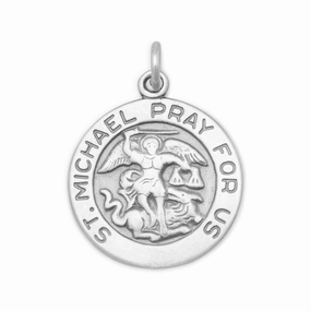 Captivating Piece Elegant Update St. Michael Charm Small Medallion Pendant Sterling Silver
