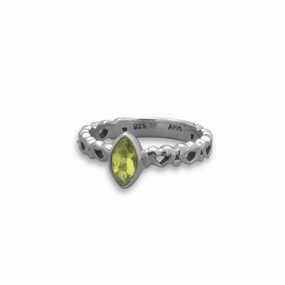 Stackable Peridot Ring Marquise Cut with Heart Design Band Signature Gift Fantastic Item