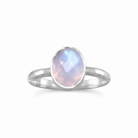 Bright Look Stackable Ring Faceted Moonstone Sterling Silver