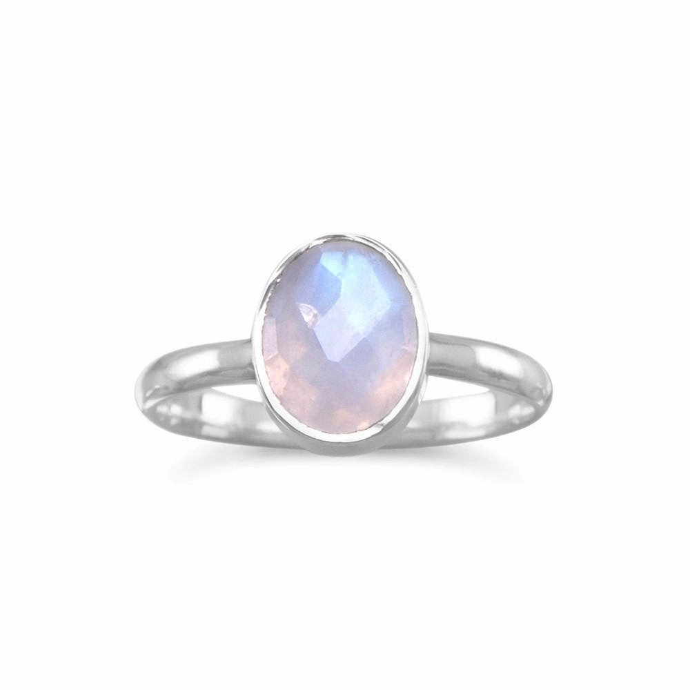 Bright Look Stackable Ring Faceted Moonstone Sterling Silver