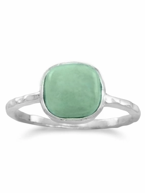 Stackable Ring Reconstituted Turquoise Square Shape Sterling Silver Timeless Item School Gift