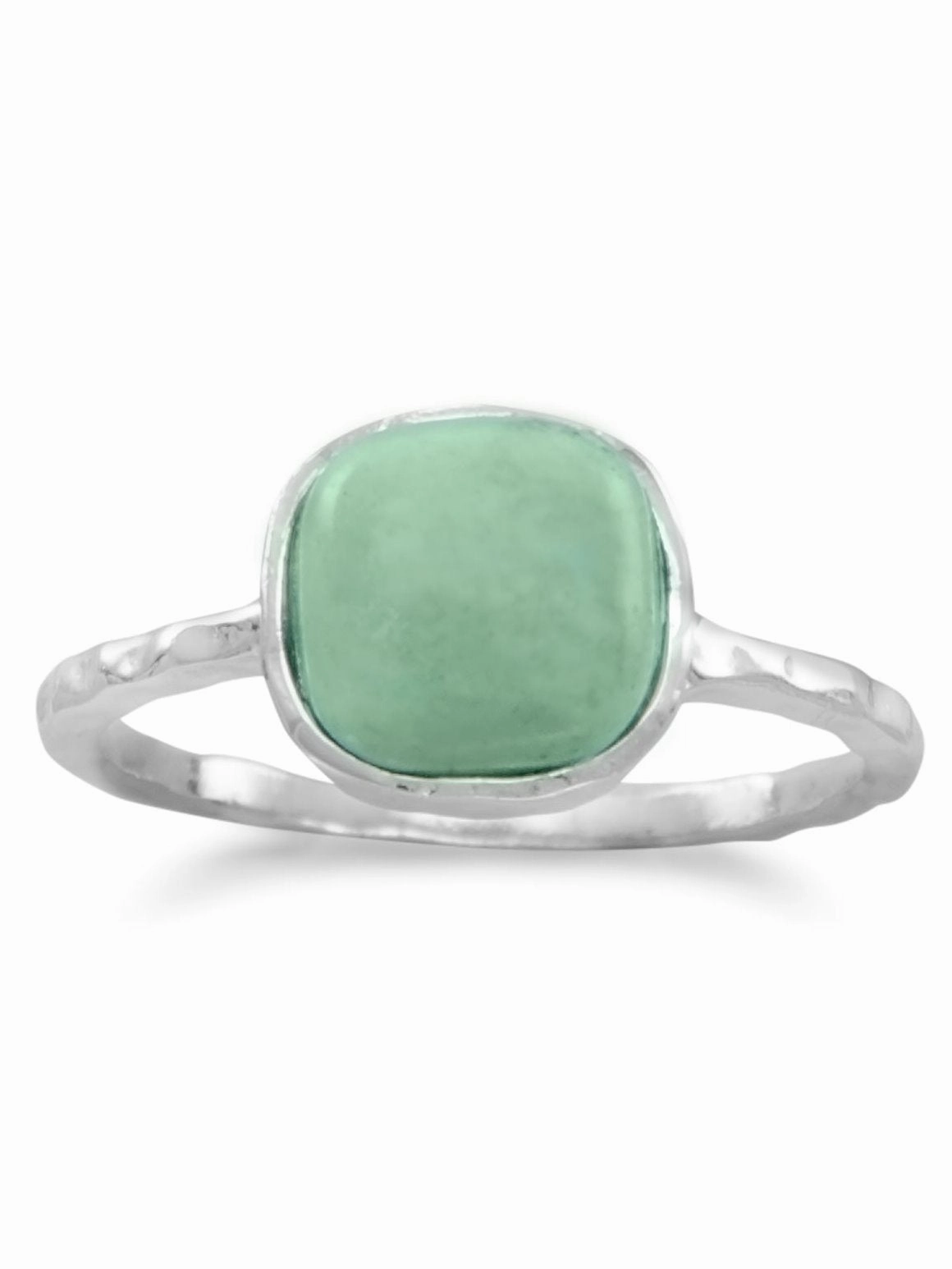 Stackable Ring Reconstituted Turquoise Square Shape Sterling Silver Timeless Item School Gift
