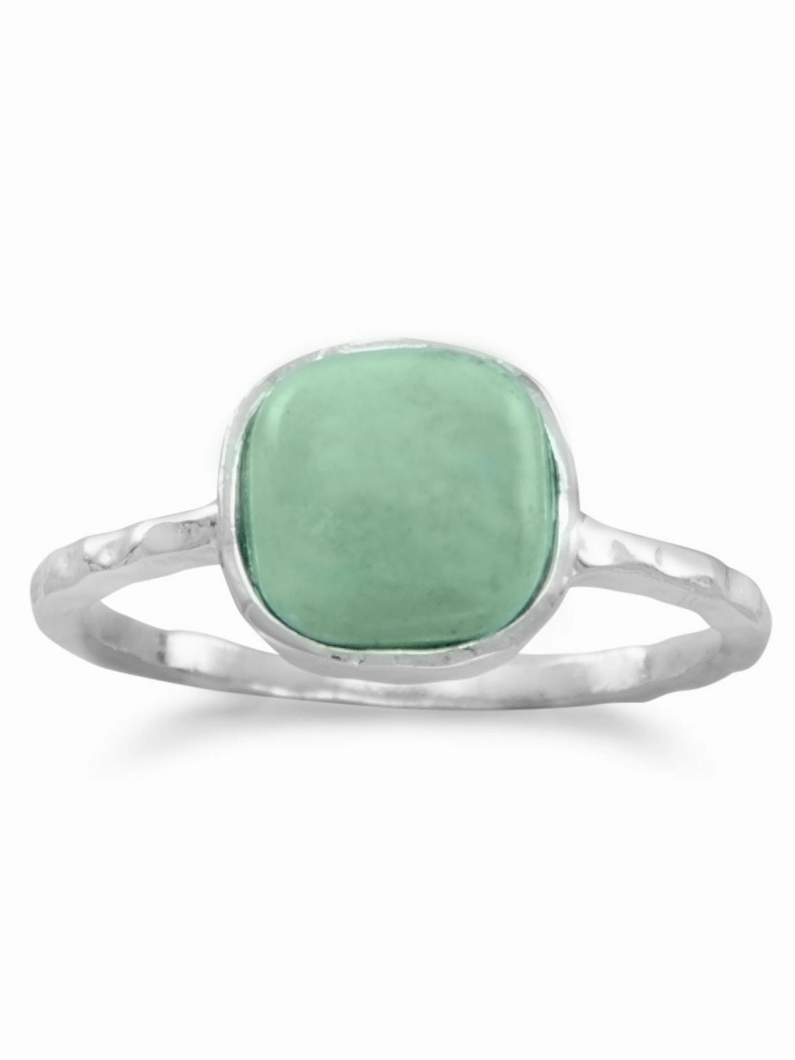 Stackable Ring Reconstituted Turquoise Square Shape Sterling Silver Personal Look