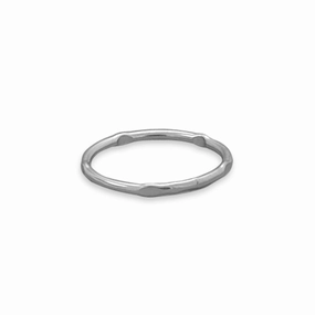 Unique Object Stackable Thin Dapped Band Ring Sterling Silver Polished Finish