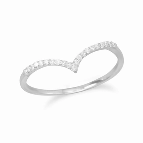 Urban Mood Stackable V Band Ring with Cubic Zirconia Rhodium-plated Sterling Silver