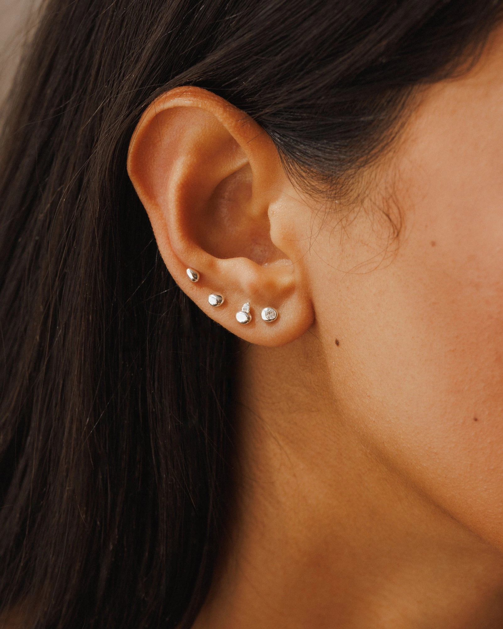 Fashionable Accent Luxe Touch Stacking Stone Stud Set