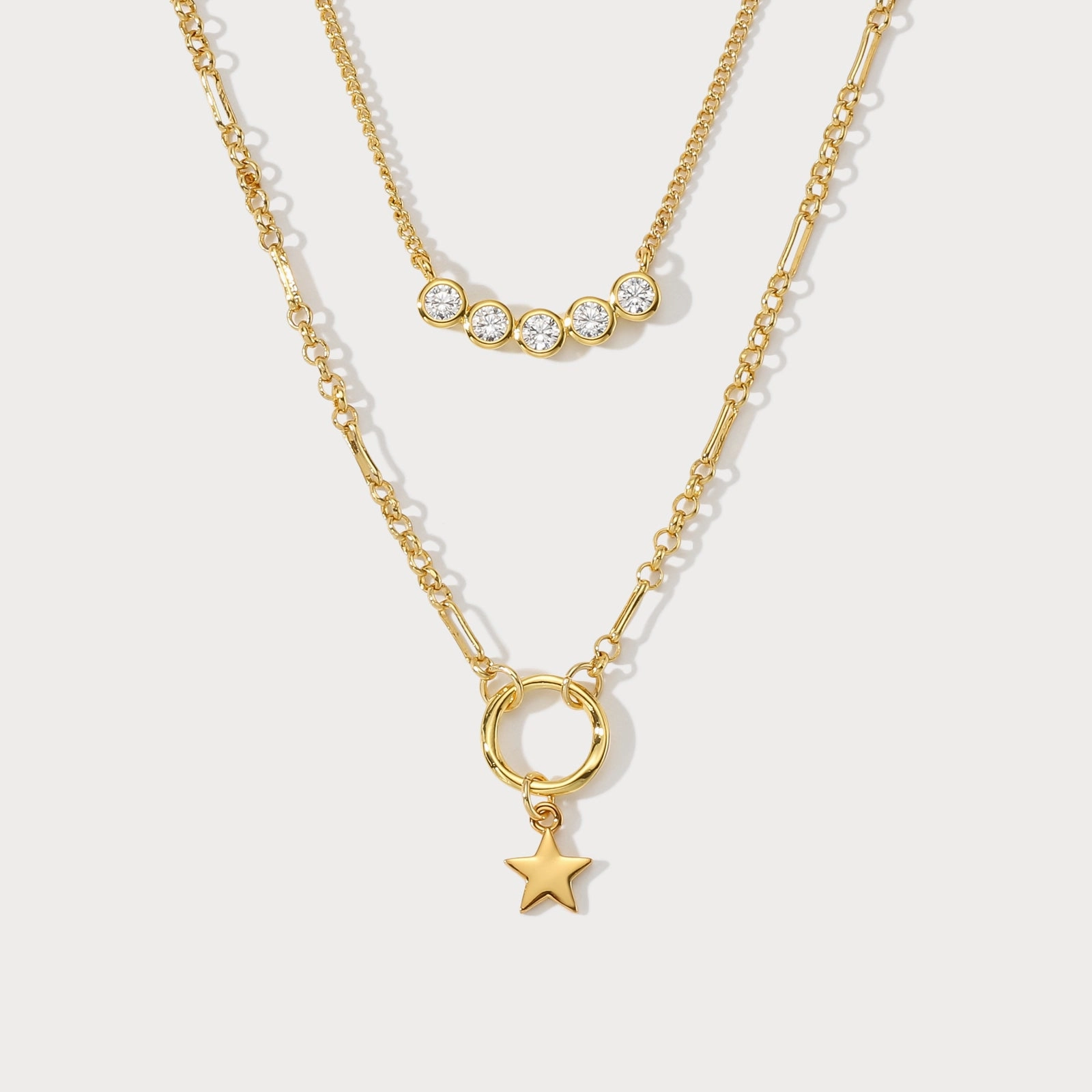 Silk Finish Flirty Look Star Diamond Layered Necklace
