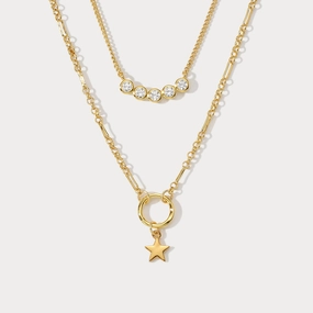 Silk Finish Flirty Look Star Diamond Layered Necklace