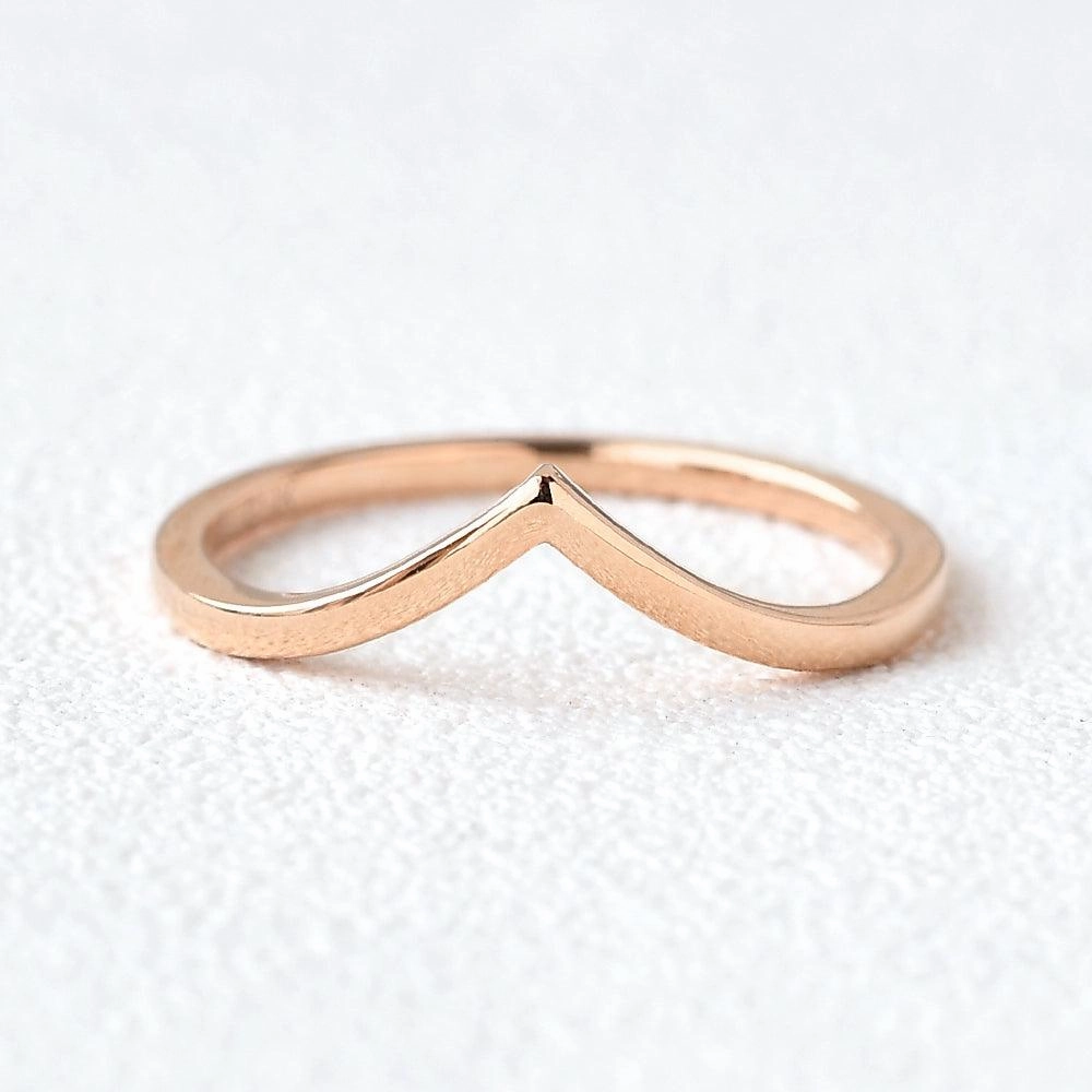 Contemporary Accent Minimalist Chevron Stacking Ring