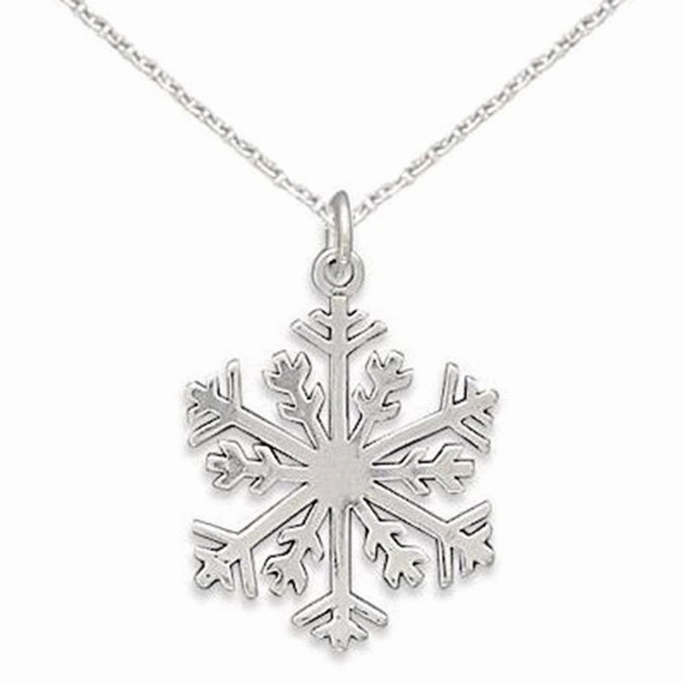 Lacy Snowflake Necklace Sterling Silver, Chain Included Simple Edge