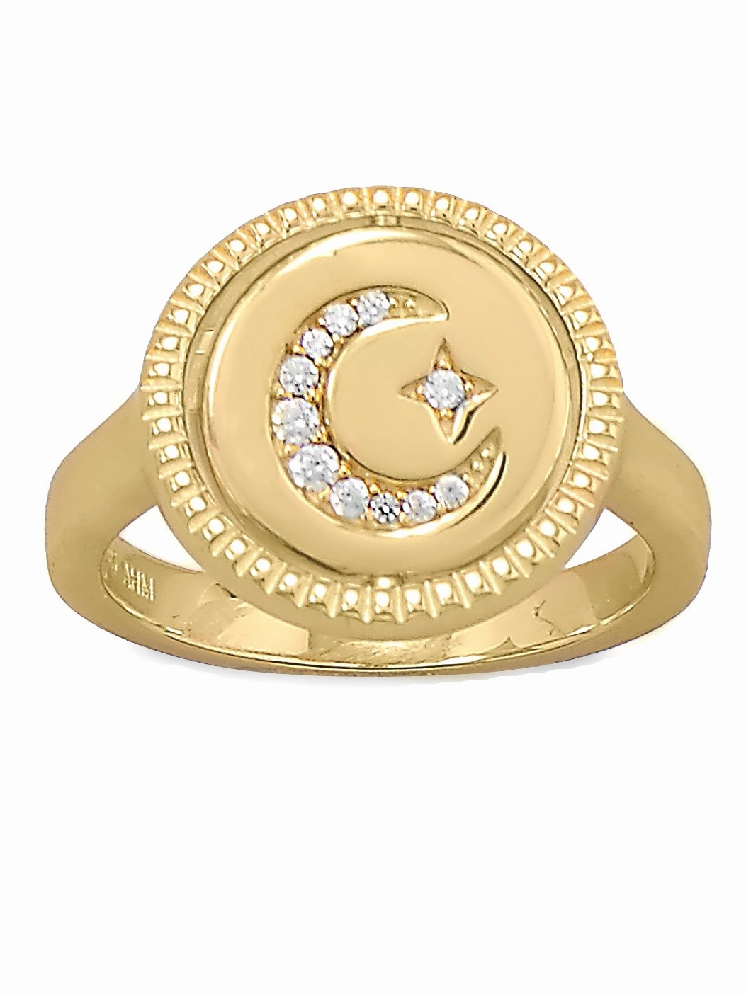 Compact Fit Urban Style Star Sun Burst Reversible Design Gold-plated Sterling Silver Cubic Zirconia