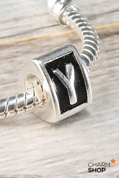 Modern pieces Boho Accent Letter Y Block Bead Charm
