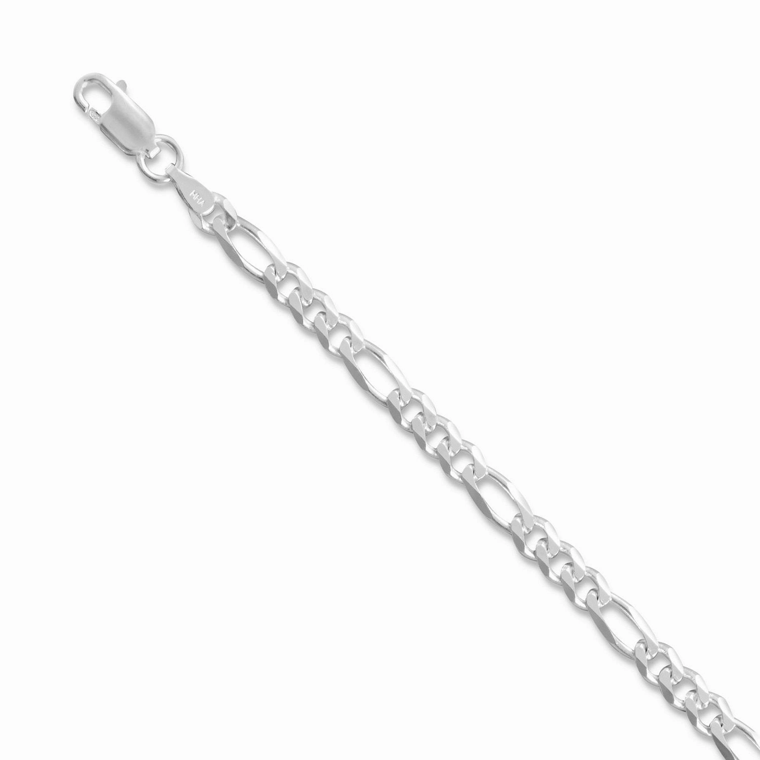 Italian Figaro Chain Necklace 3.9mm Width Sterling Silver Luxury Pick