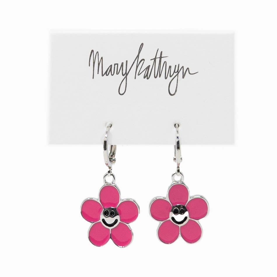 Comfortable Element Ornate Essential Flower Smiley Face Huggies