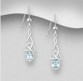 Sterling And Blue Topaz Celtic Knot Earring Sparkle Touch Lustrous Look