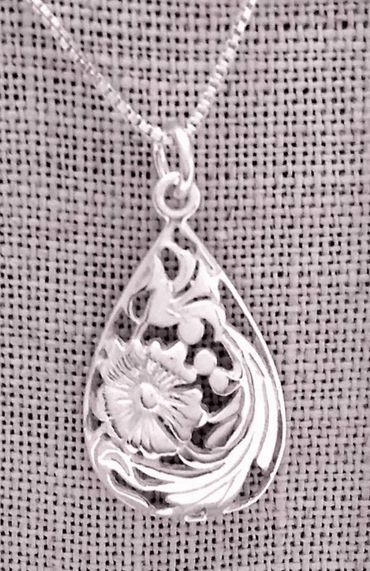 Layered Accent Enchanted Detail Sterling Floral Cutout Pendant