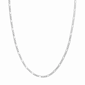 Sophisticated Glow Fresh Detail Sterling Silver 3.2mm Concave Figaro Chain with Lobster Lock