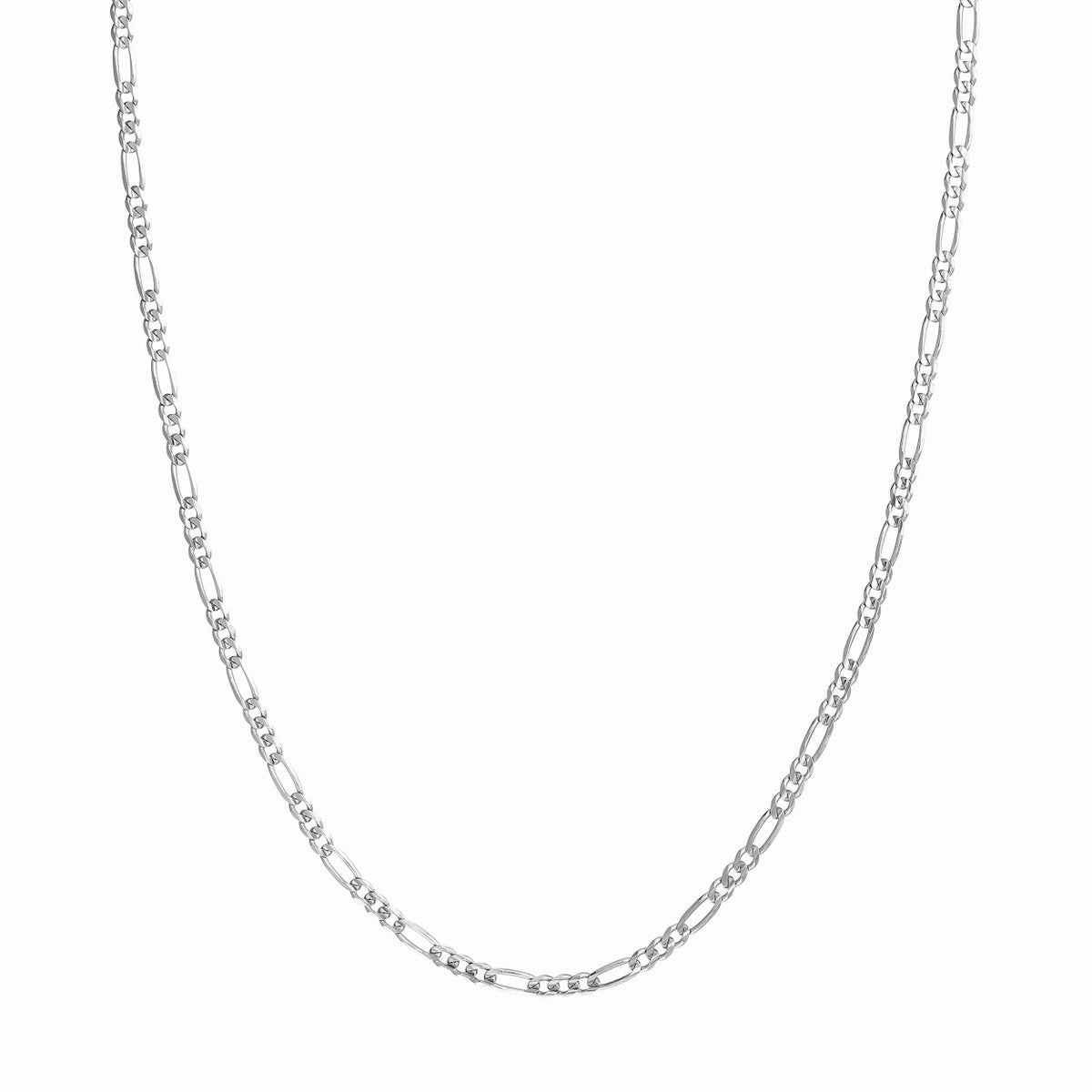 Sophisticated Glow Fresh Detail Sterling Silver 3.2mm Concave Figaro Chain with Lobster Lock