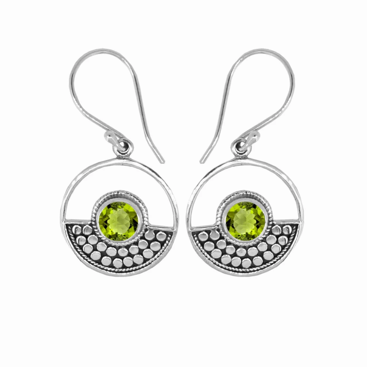 Sterling Silver & Gemstone Circle Earrings Lightweight Feel Luxury Shine