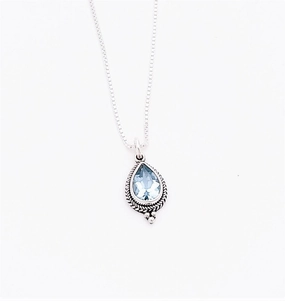 Gift For Her Sterling Silver and Blue Topaz Pendant