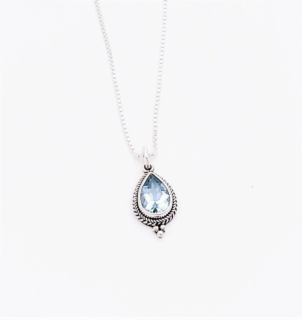 Gift For Her Sterling Silver and Blue Topaz Pendant