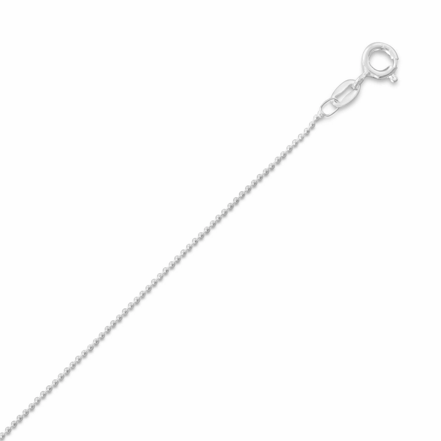 Sterling Silver Bead Chain Necklace 1mm Wide - Made in Italy Urban Style Radiant Radiance
