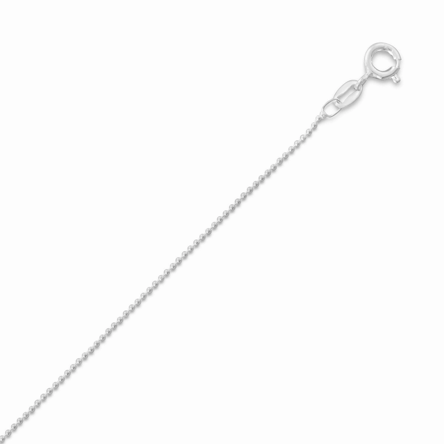 Captivating Form Sterling Silver Bead Chain Necklace 1mm Wide - Made in Italy