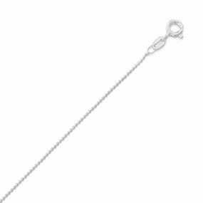 Sterling Silver Bead Chain Necklace 1mm Wide - Made in Italy Youth Set
