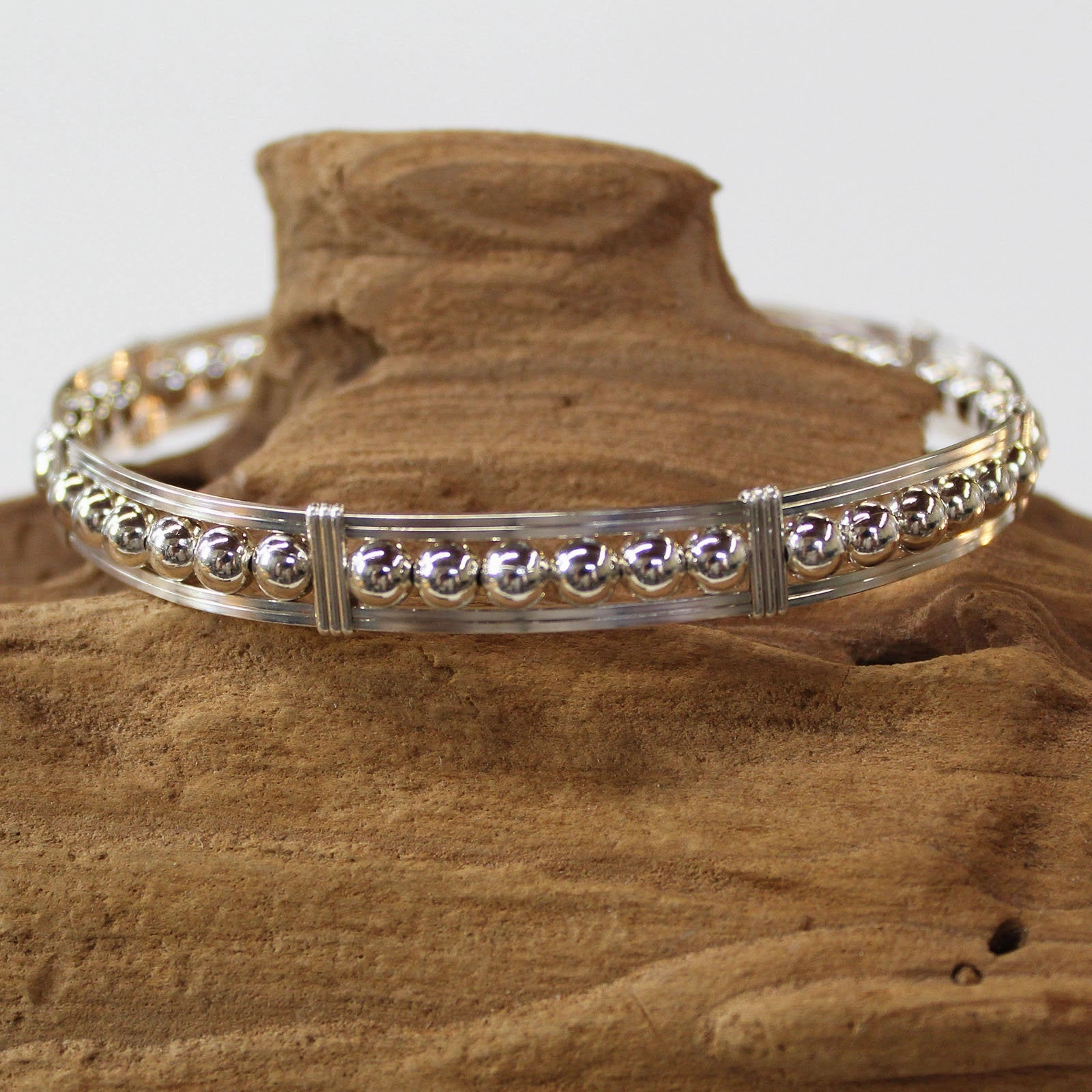 Limited Stock Unrestricted Blend Sterling Silver Beads Wire Wrapped Stackable Bracelet