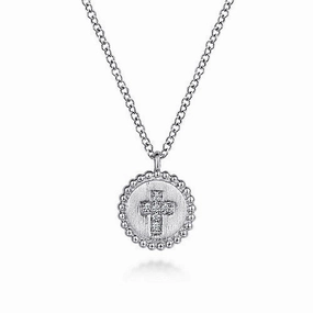 Glow Layer Soft Features Sterling Silver Bujukan Diamond Cross Pendant Necklace