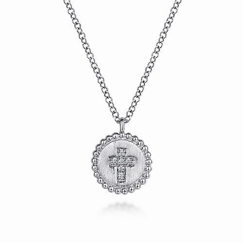 Glow Layer Soft Features Sterling Silver Bujukan Diamond Cross Pendant Necklace