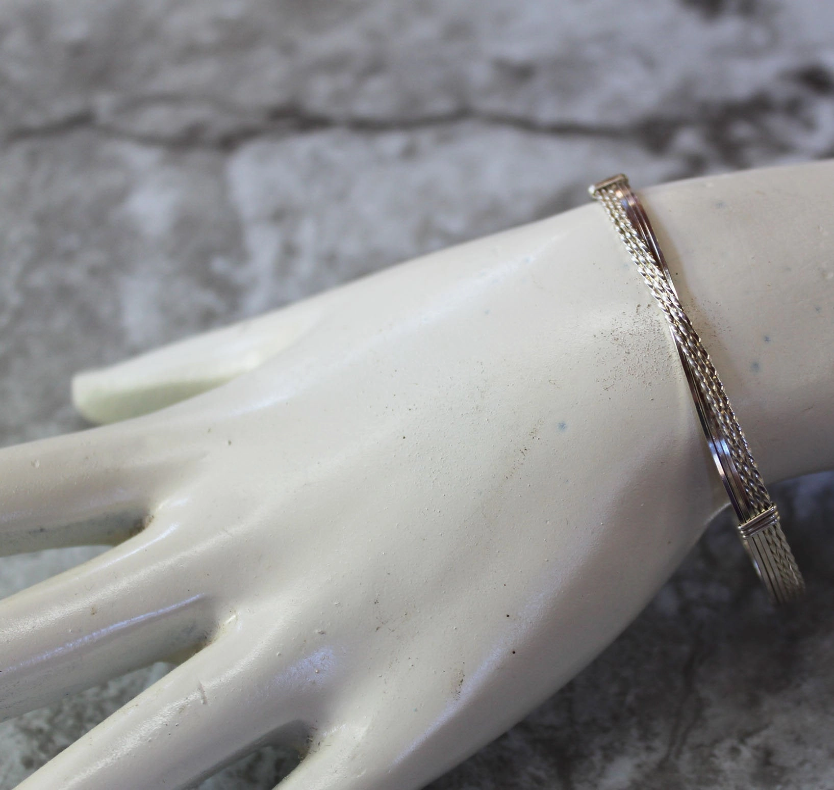 Sterling Silver Crossover Wire Wrapped Stackable Bracelet  SSSTTT Balanced Looks