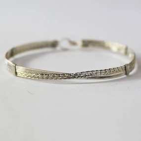 Characteristic Example Joyful Combinations Sterling Silver Crossover Wire Wrapped Stackable Bracelet  SSSTTT