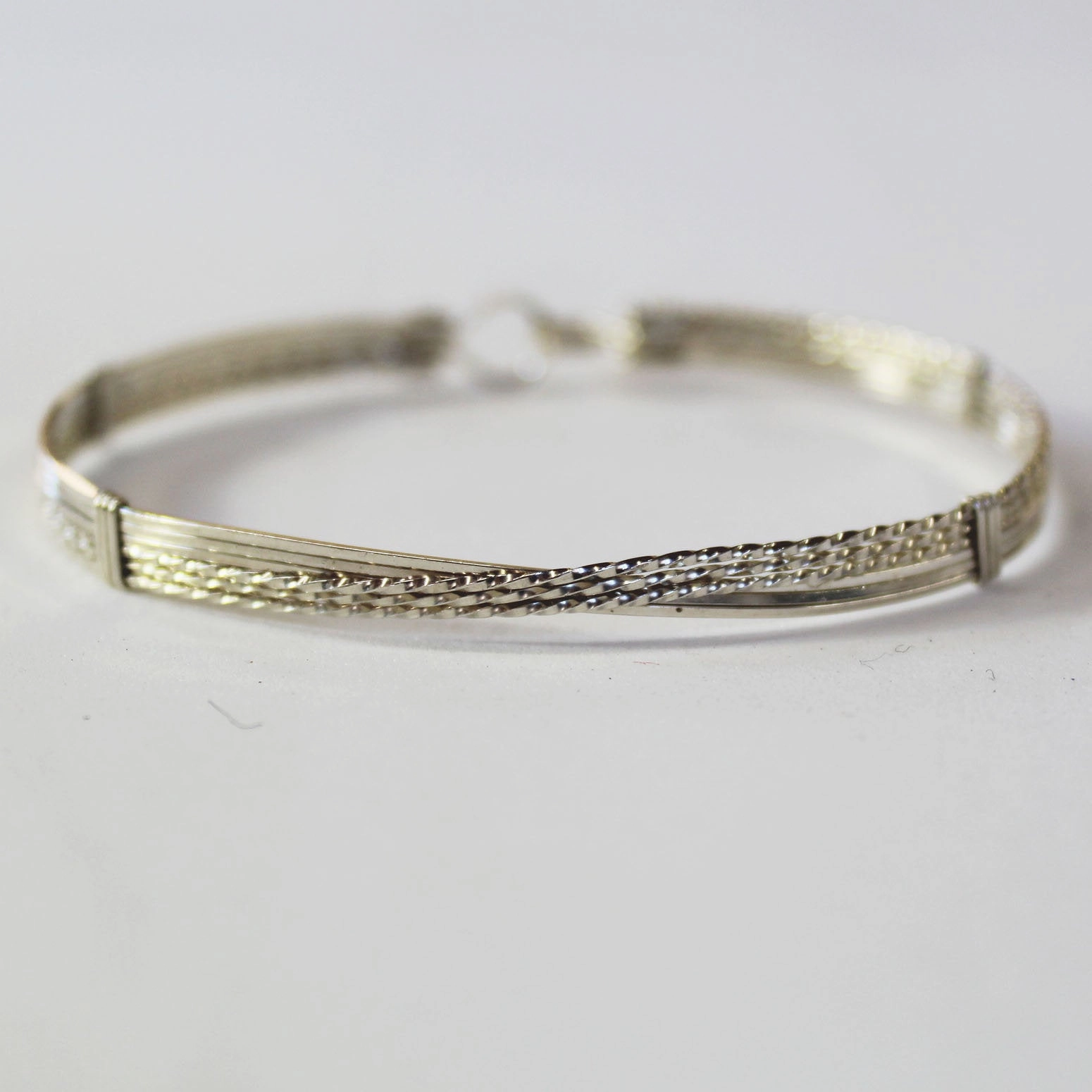 Characteristic Example Joyful Combinations Sterling Silver Crossover Wire Wrapped Stackable Bracelet  SSSTTT