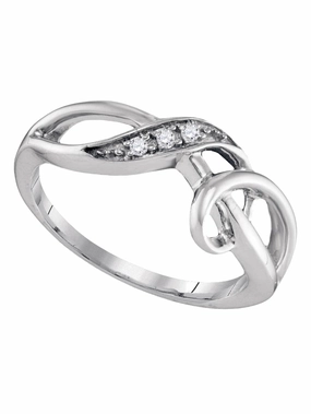 Elegant accessory Sterling Silver Diamond Swirl Ring .03 CTW Rhodium on Sterling Silver