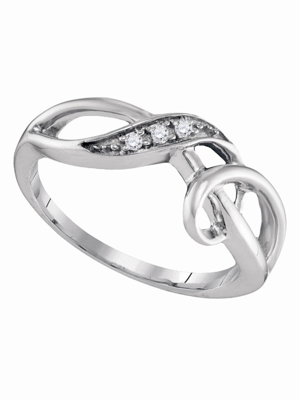 Elegant accessory Sterling Silver Diamond Swirl Ring .03 CTW Rhodium on Sterling Silver